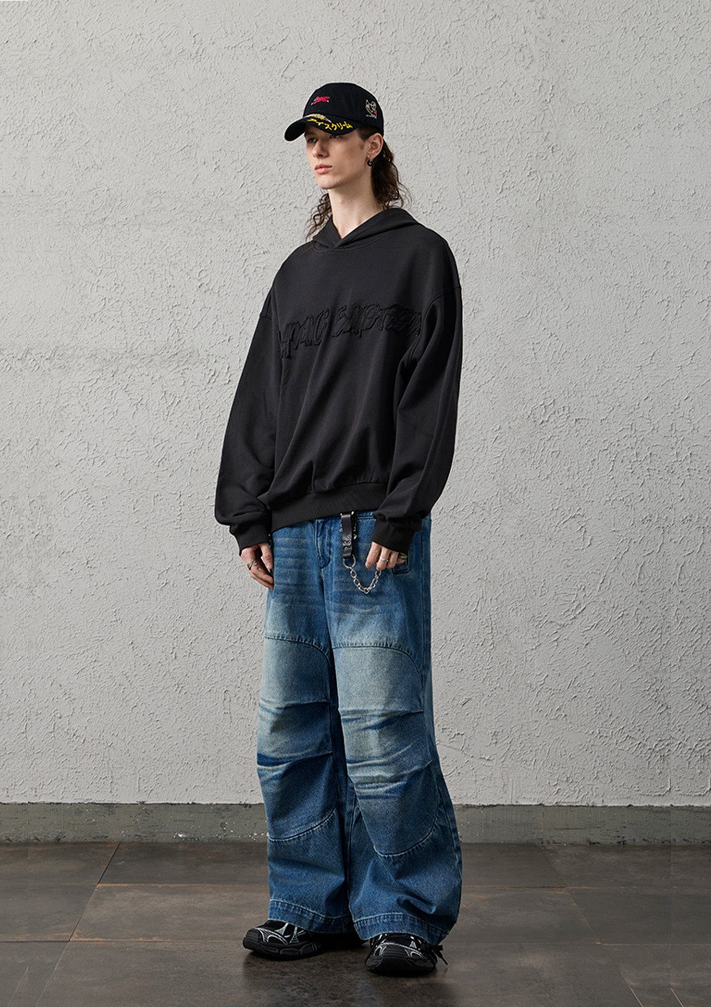 Asymmetrical Hem Embroidered Hoodie