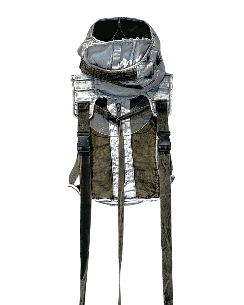 Wasteland Pleated Tie-Dye Convertible Hooded Vest Backpack
