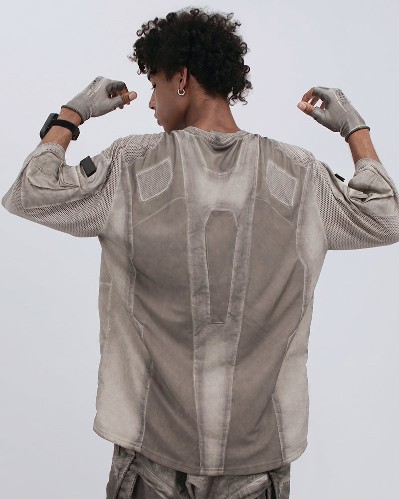 Wasteland Dirty-Dye Mesh Velcro Loose Pocket T-Shirt