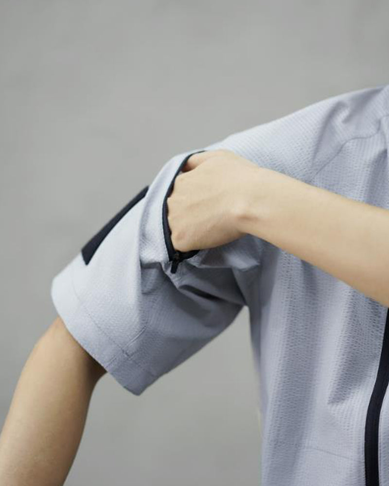 Asymmetric Zipper Seersucker Short Sleeve T-Shirt