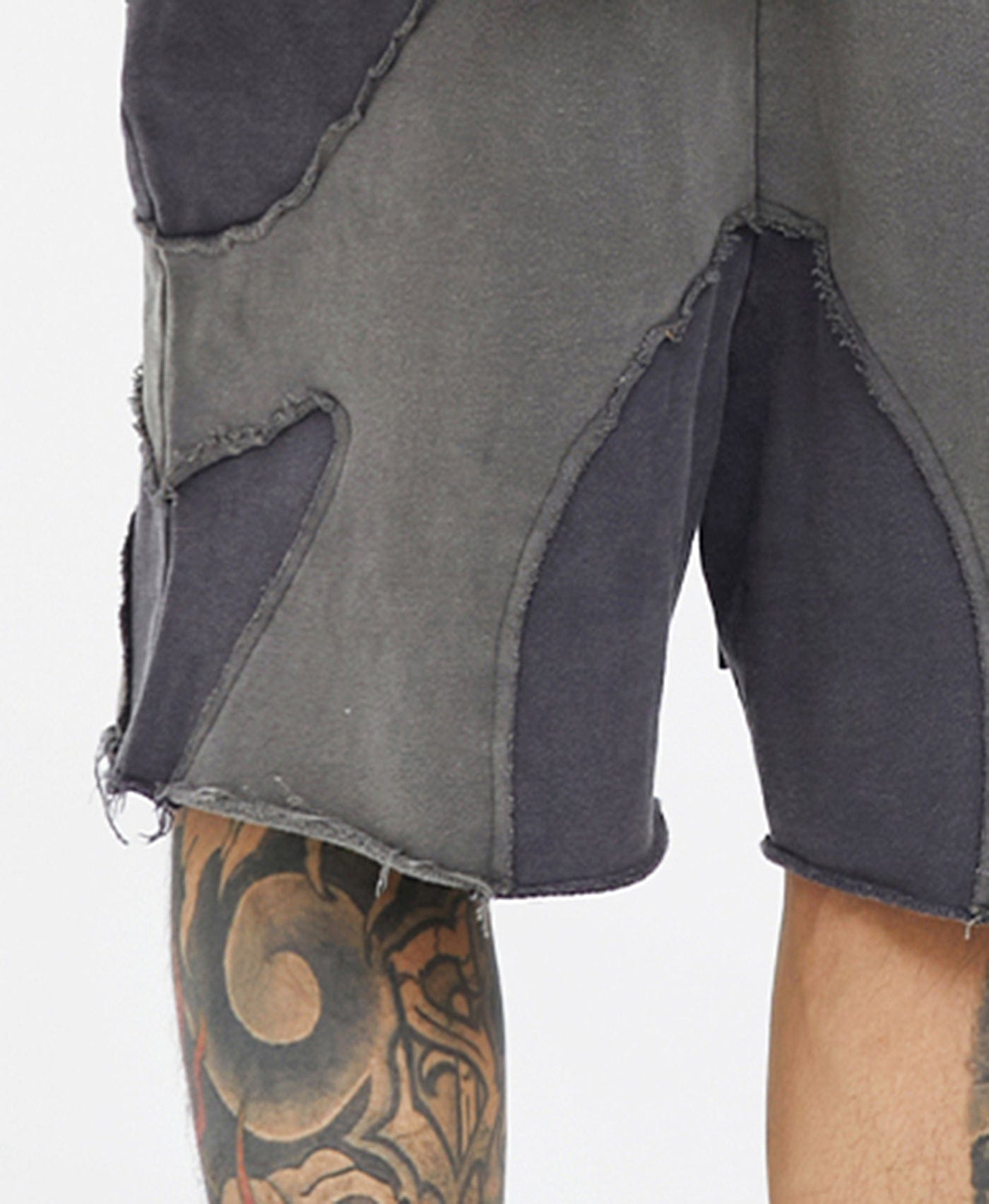 Distressed Spliced Shorts