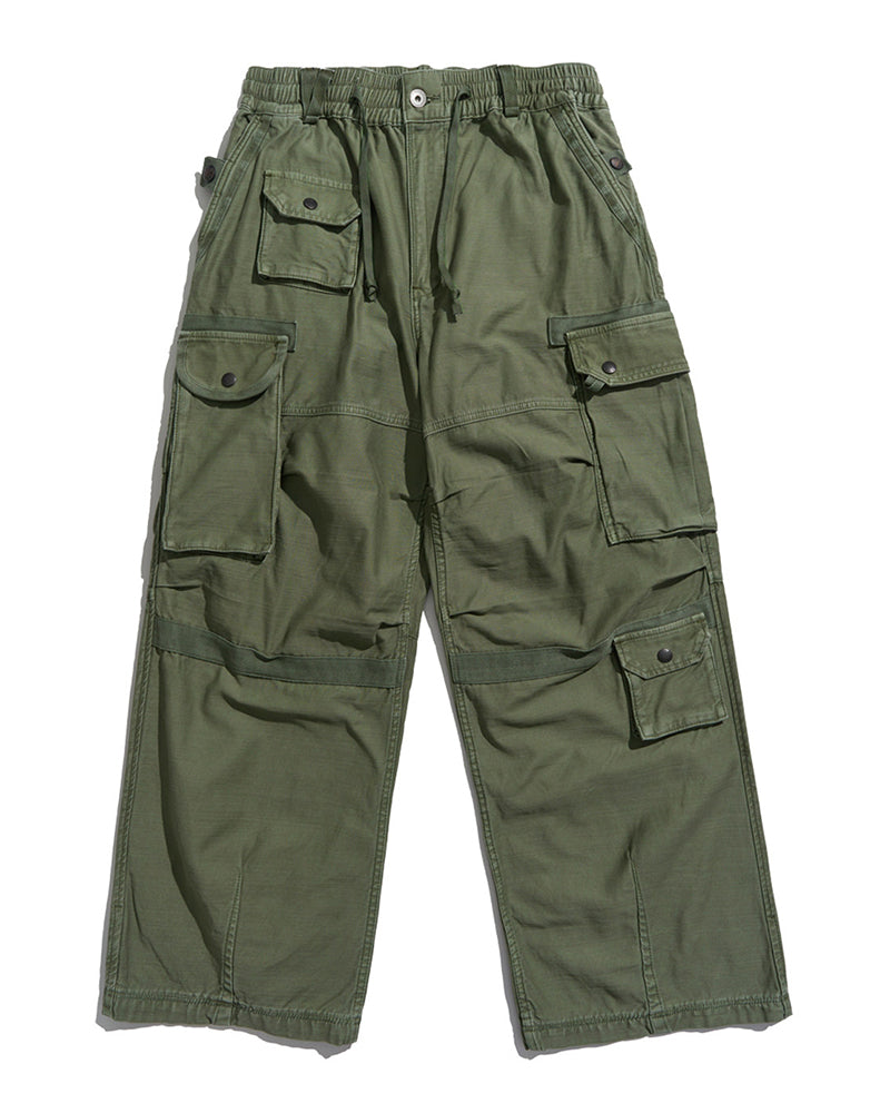 Distressed Vintage Multi‑Pocket Cargo Pants