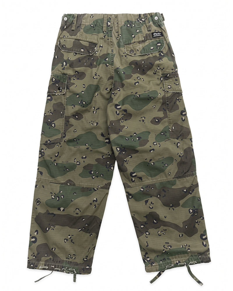 Washed Straight-Leg Camo Cargo Pants