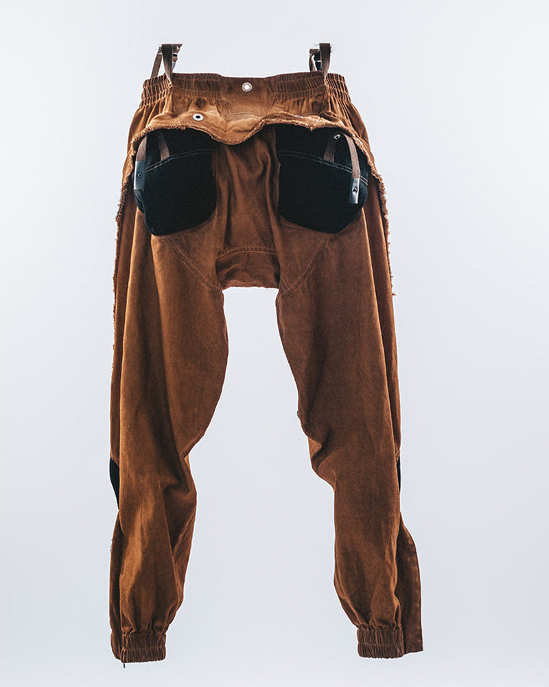 Wasteland Distressed Fin-Flap Multi-Zip Lumber Cargo Pants