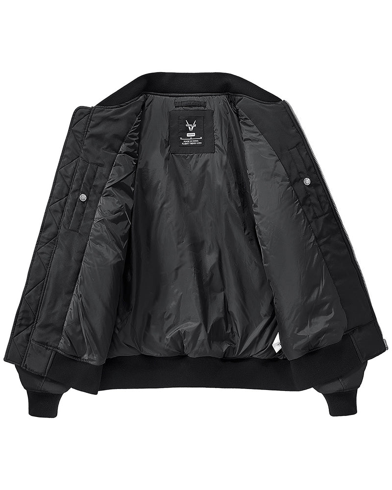 Techwear PU Patchwork Warm Bomber Jacket