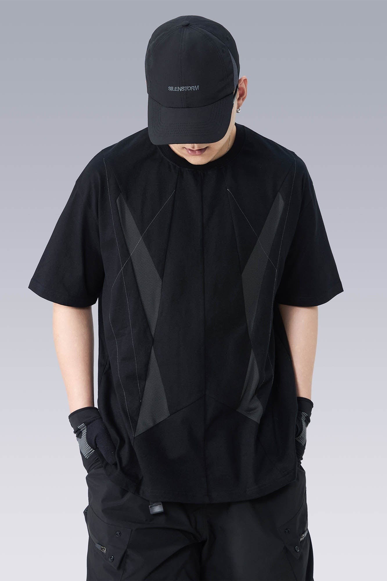 Geometric Spliced Mesh T-Shirt