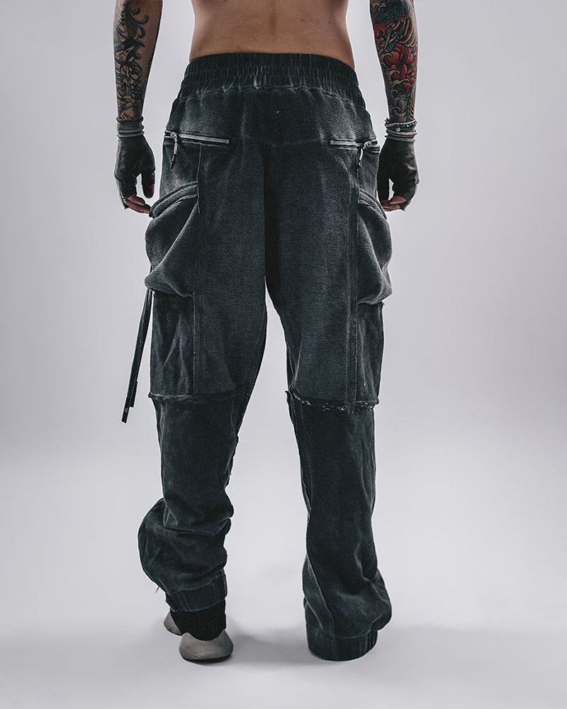 Waffle-Knit Spliced Wasteland Jogger Pants