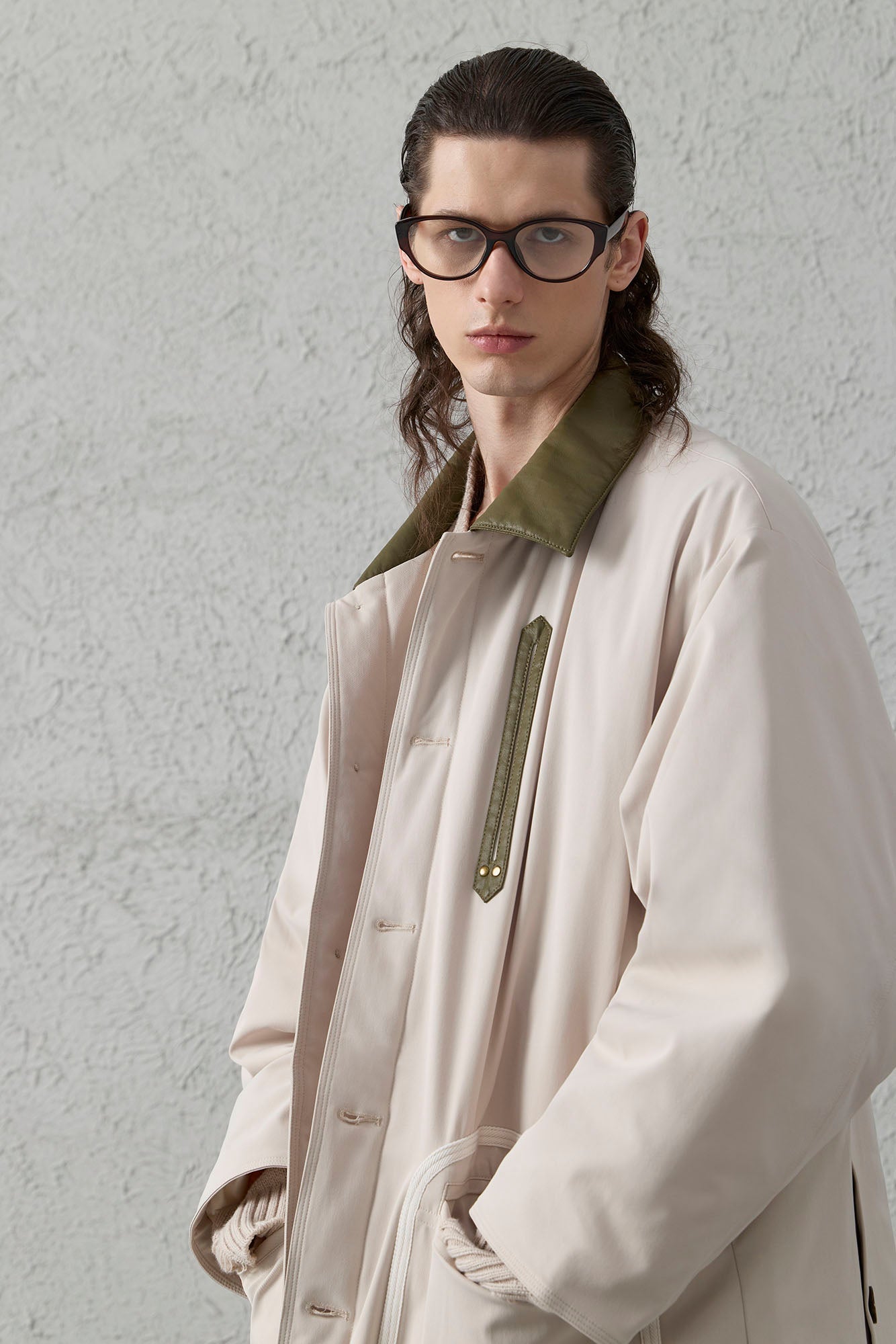 Contrast PU Midi Down Coat