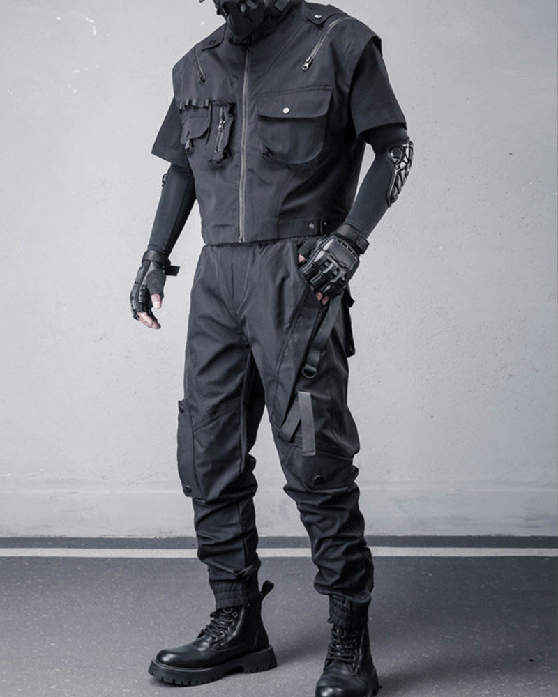 Ninja Techwear Black Slim Cargo Pants