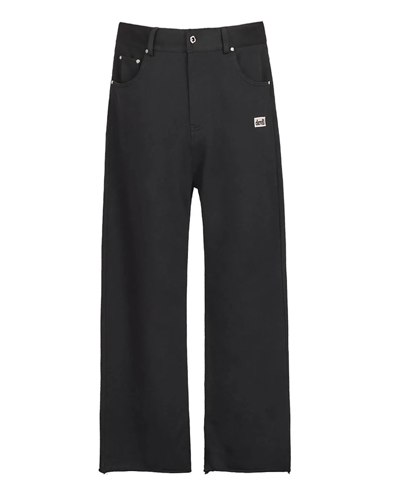 Devil Embroidery Straight-Leg Pants
