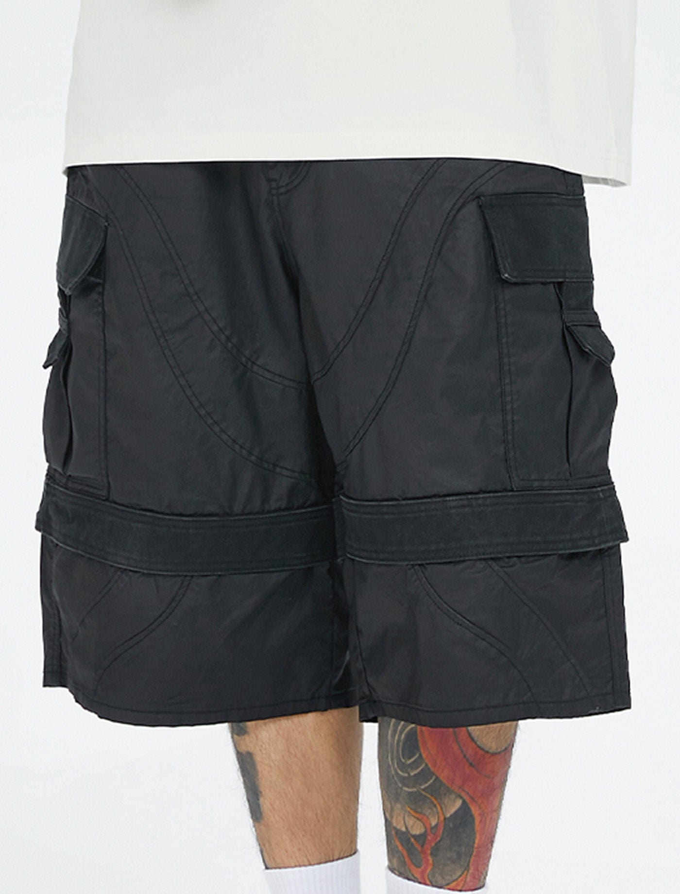 Spliced Big Pocket Waxed Shorts