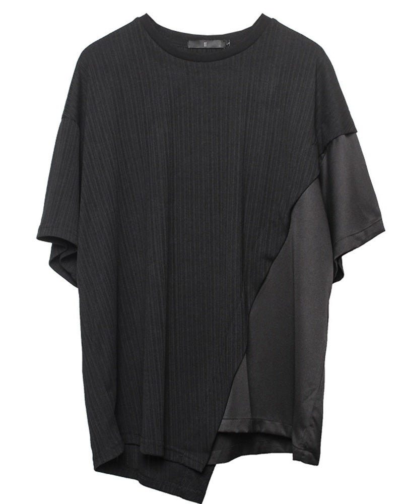 Asymmetric Patchwork Techwear T-Shirt