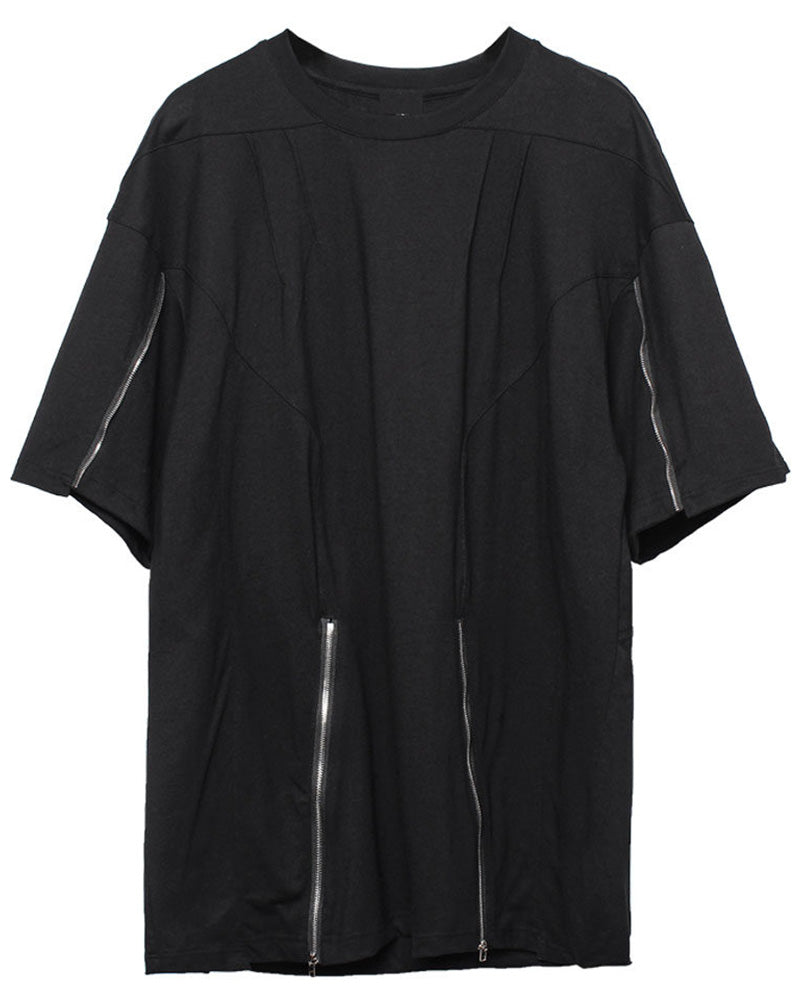 Functional Multi-Zip Streetwear T-Shirt