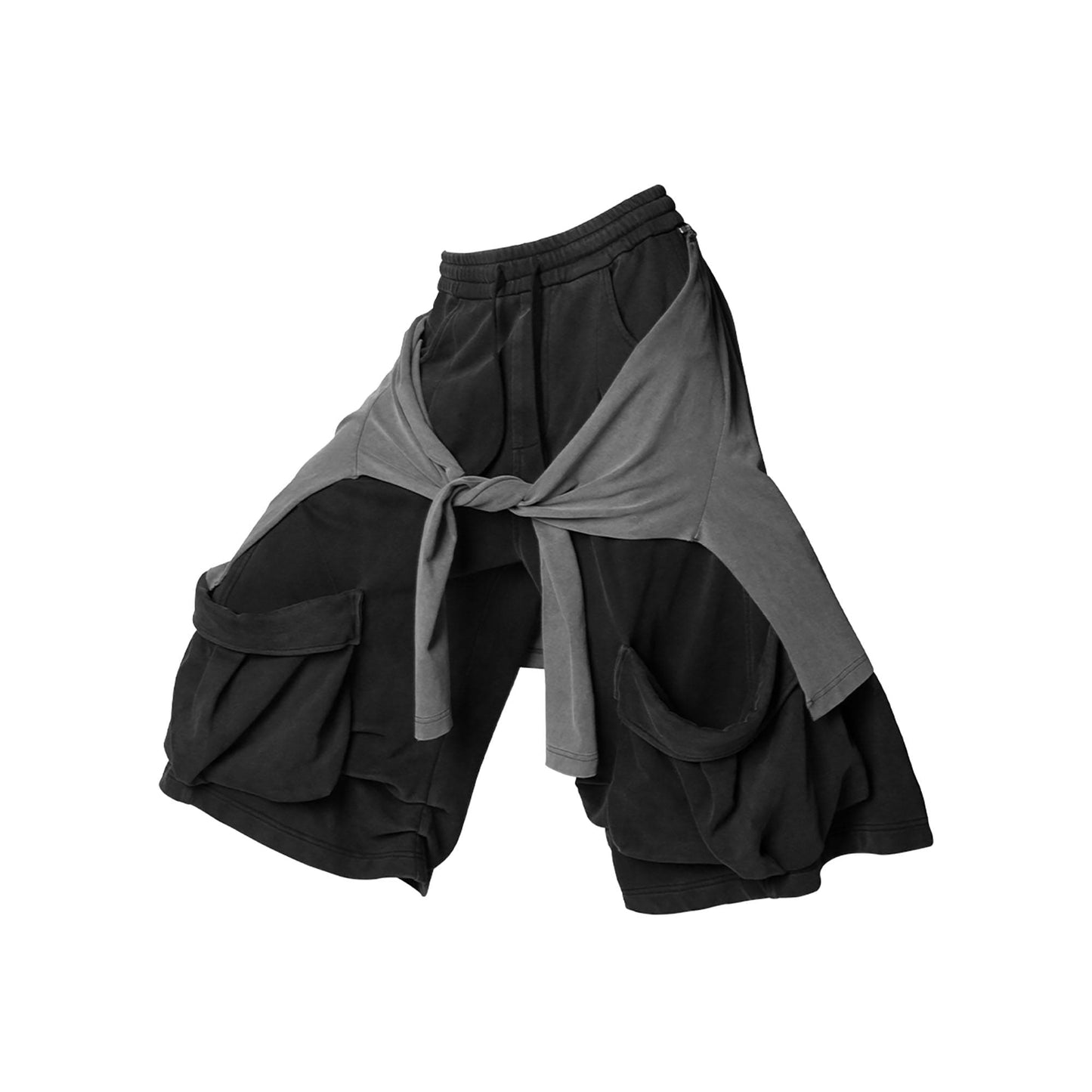 Detachable Drape Multi-Pocket Drawstring Shorts