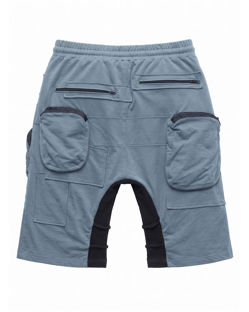 Post-Apocalyptic Multi-Zip Cargo Contrast Shorts