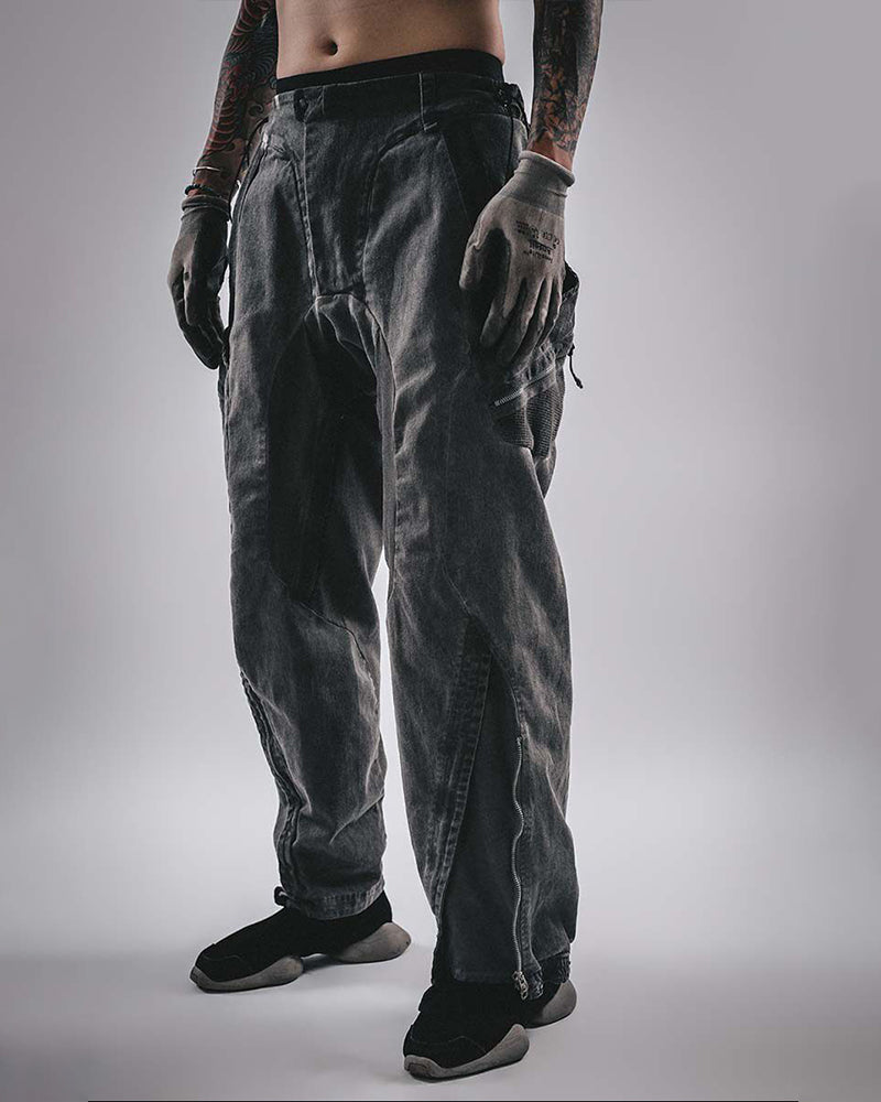 Wasteland Techwear Multi-Pocket Zip-Adjust Parachute Cargo Pants