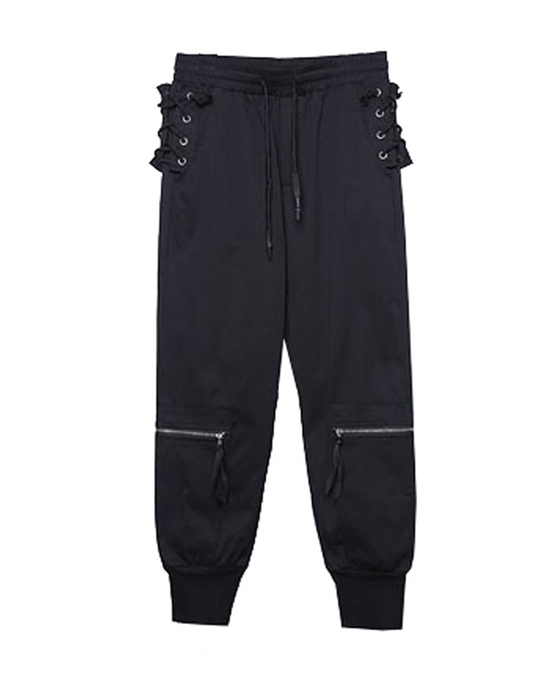 Functional Lace-Up Knee-Zip Techwear Cargo Pants