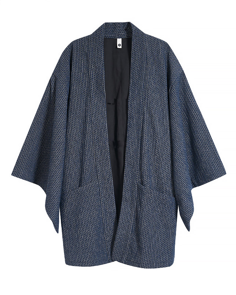 Japanese Woven Kimono-Style Cardigan Jacket