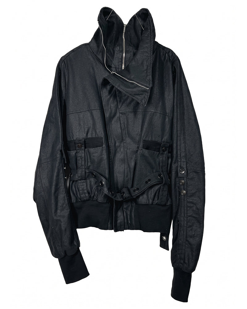 Wasteland Zip-Deconstructed Cinched-Waist Waxed Jacket