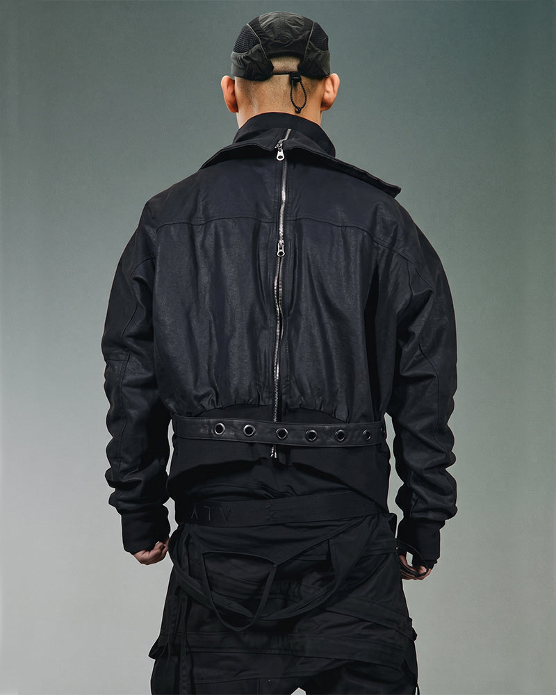 Wasteland Zip-Deconstructed Cinched-Waist Waxed Jacket