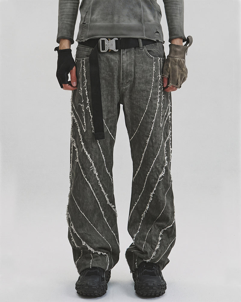 Wasteland Deconstructed Raw-Edge Wide-Leg Pants