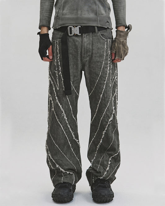 Wasteland Deconstructed Raw-Edge Wide-Leg Pants