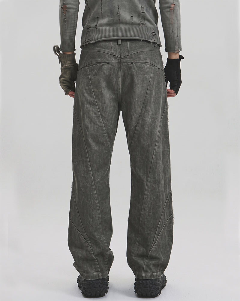 Wasteland Deconstructed Raw-Edge Wide-Leg Pants