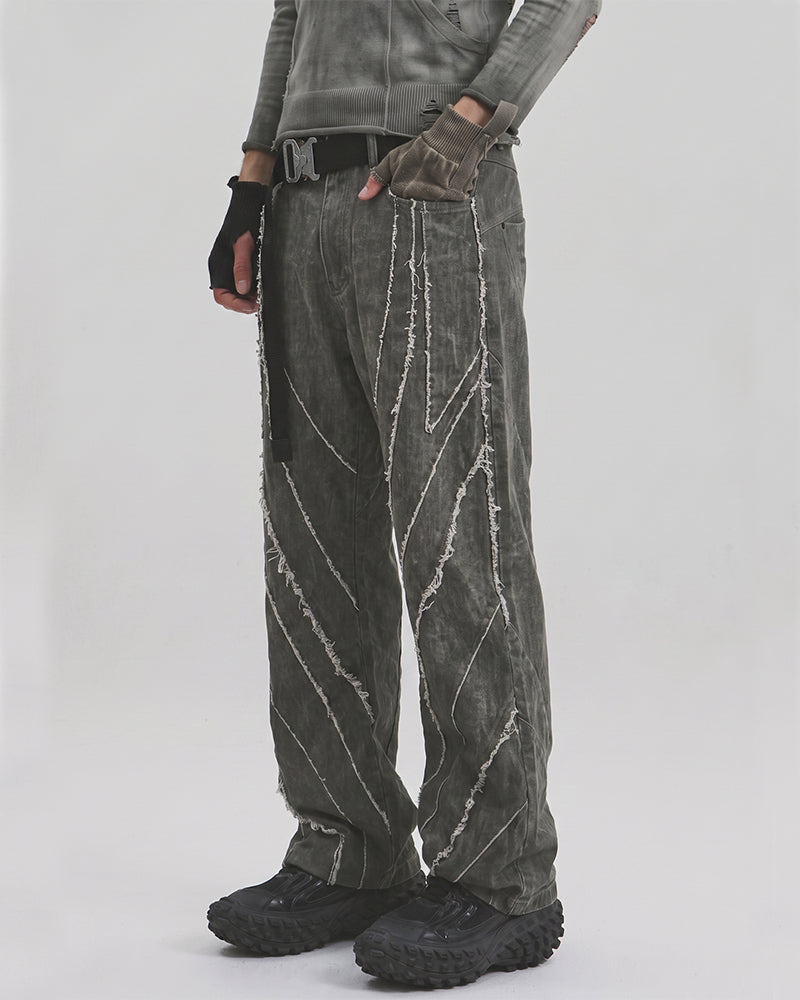 Wasteland Deconstructed Raw-Edge Wide-Leg Pants