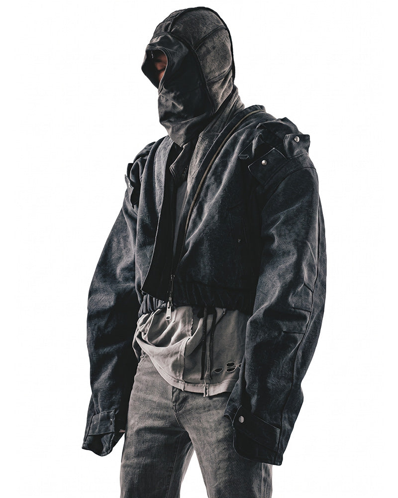 Post-Apocalyptic Deconstructed Cropped Moto Jacket