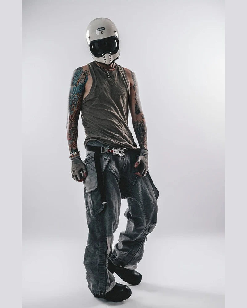 Post-Apocalyptic Wear Multi-Pocket Zipper Cargo Pants