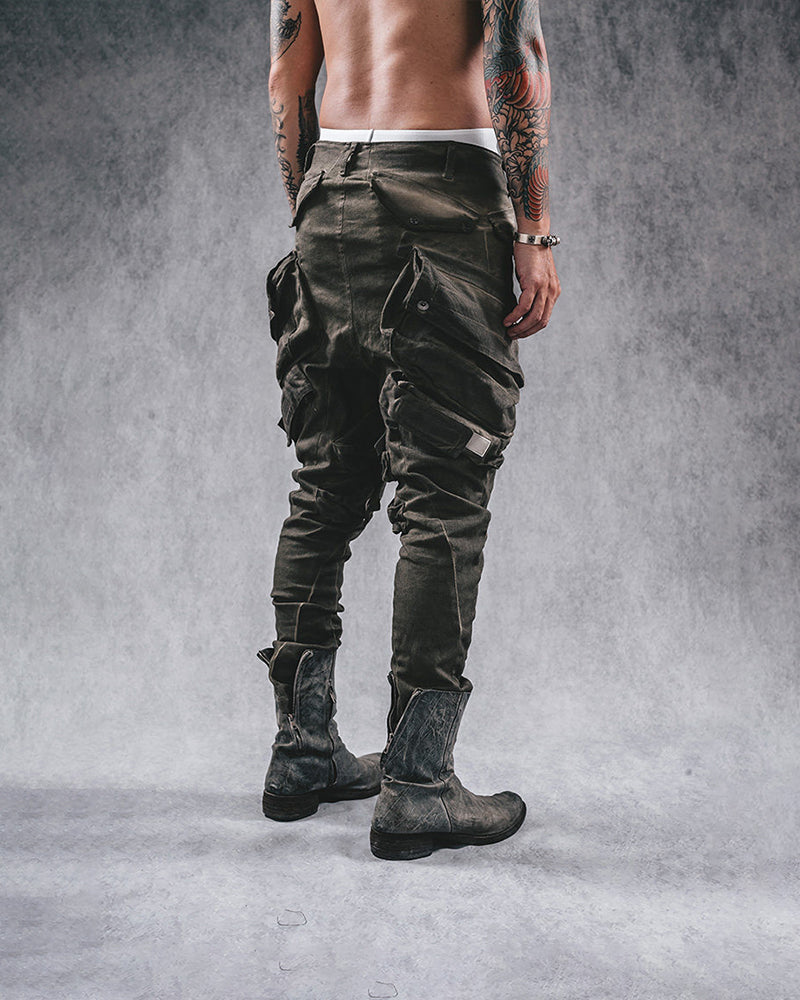 Oil-Stained Cold-Dye Vintage Cuffed Pants