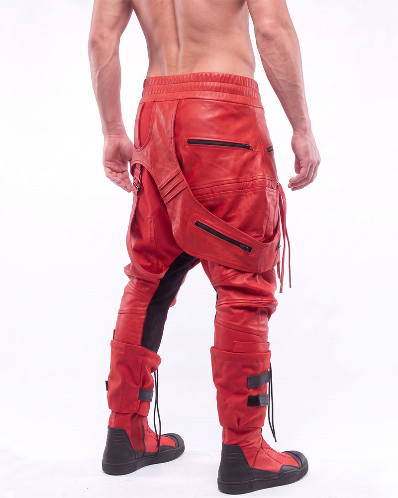 Wasteland Waxed Cut-Out Asymmetric Slim-Fit Pants