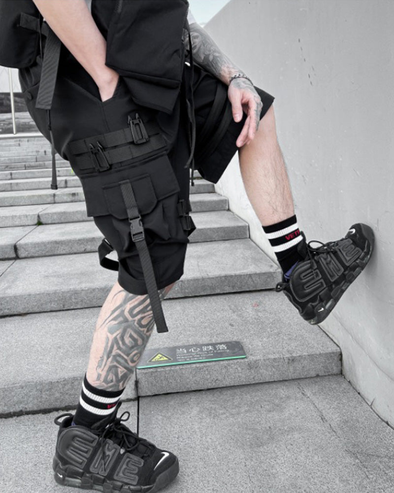 Techwear Tactical Buckle Strap Cargo Shorts