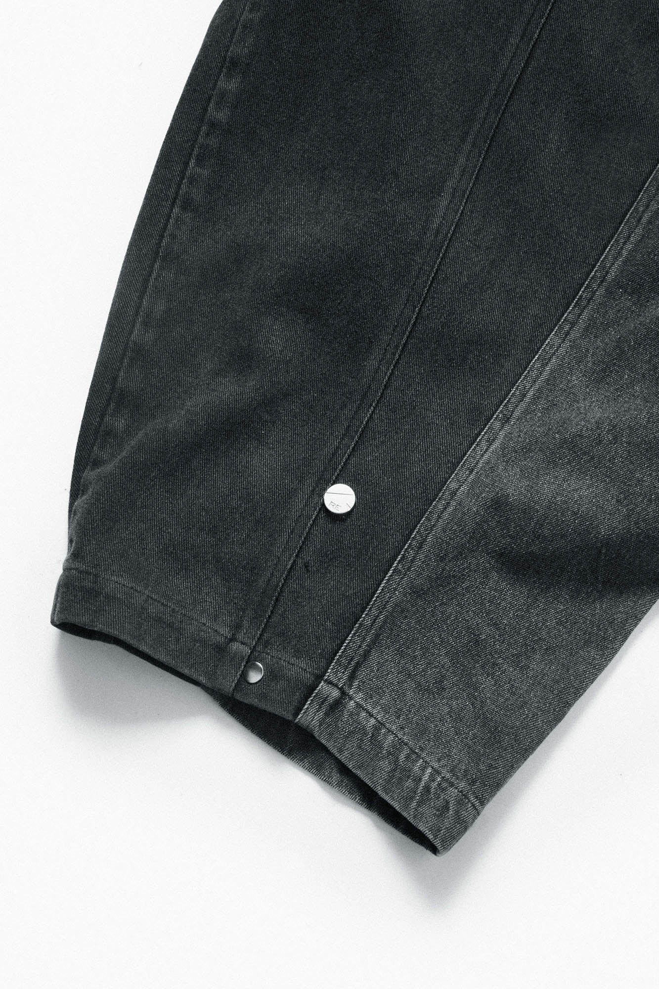 Detachable Plaid Back Flap Spliced Jeans