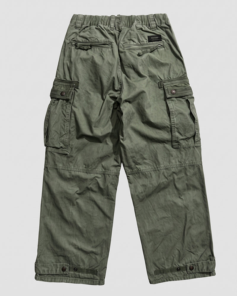 Distressed Multi‑Pocket Wide‑Leg Cargo Pants