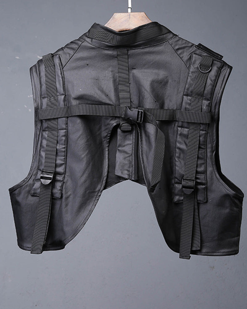 Techwear Coated Utility Cropped Tactical Vest