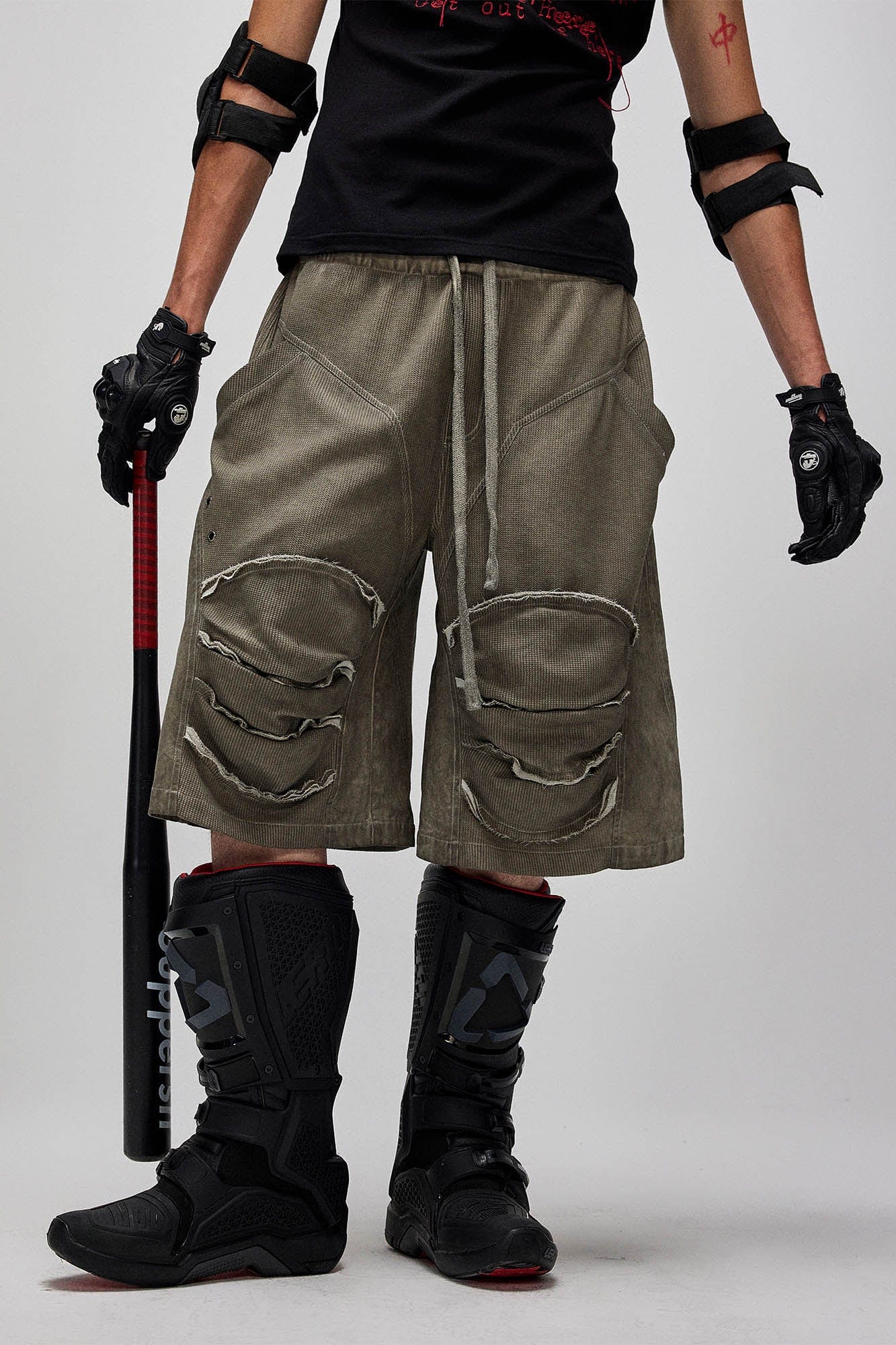 Dirty Fit Layered Frayed Knee Shorts