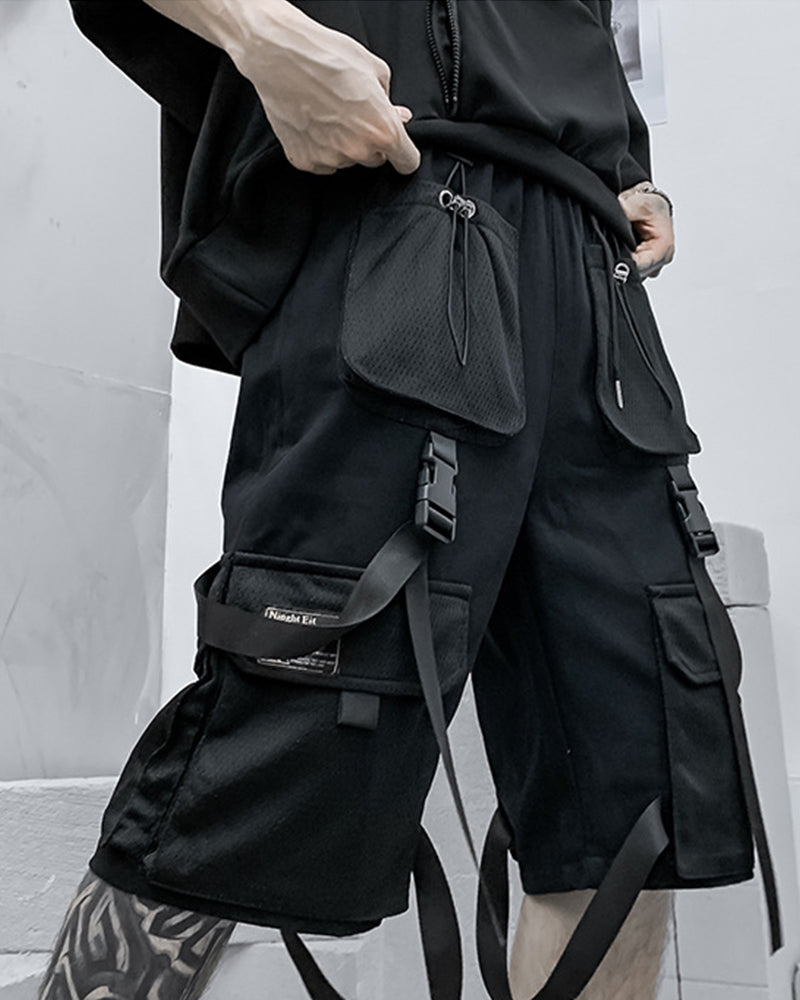 Techwear Cargo Shorts With Straps