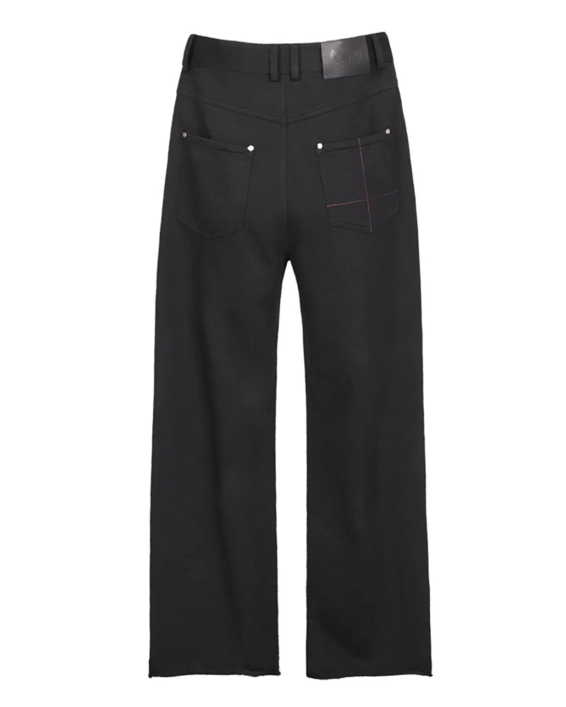 Devil Embroidery Straight-Leg Pants