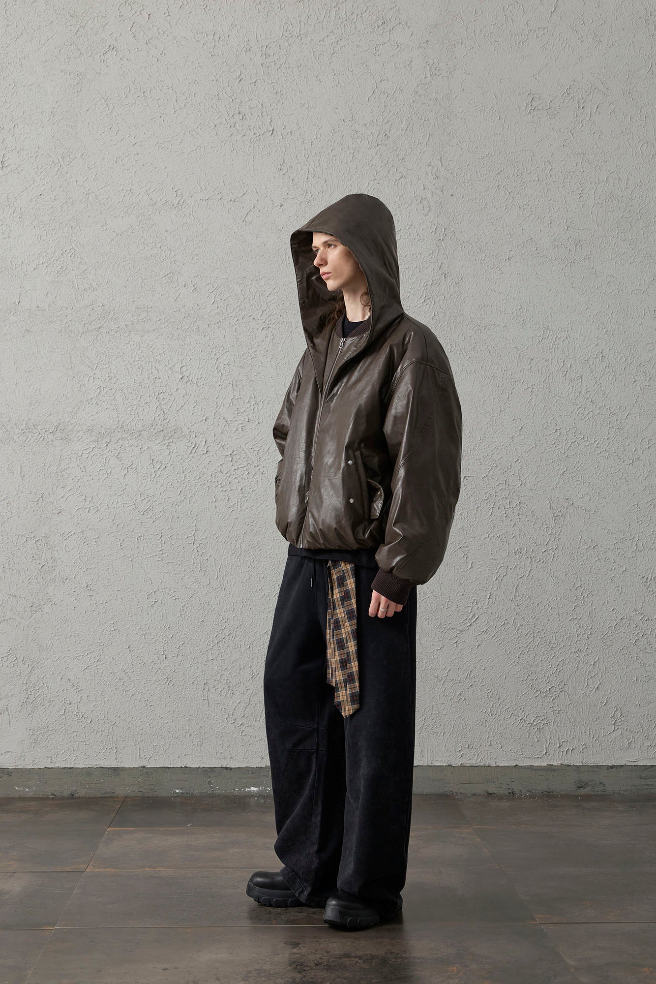 Deconstructed PU Oversized Puffer Jacket