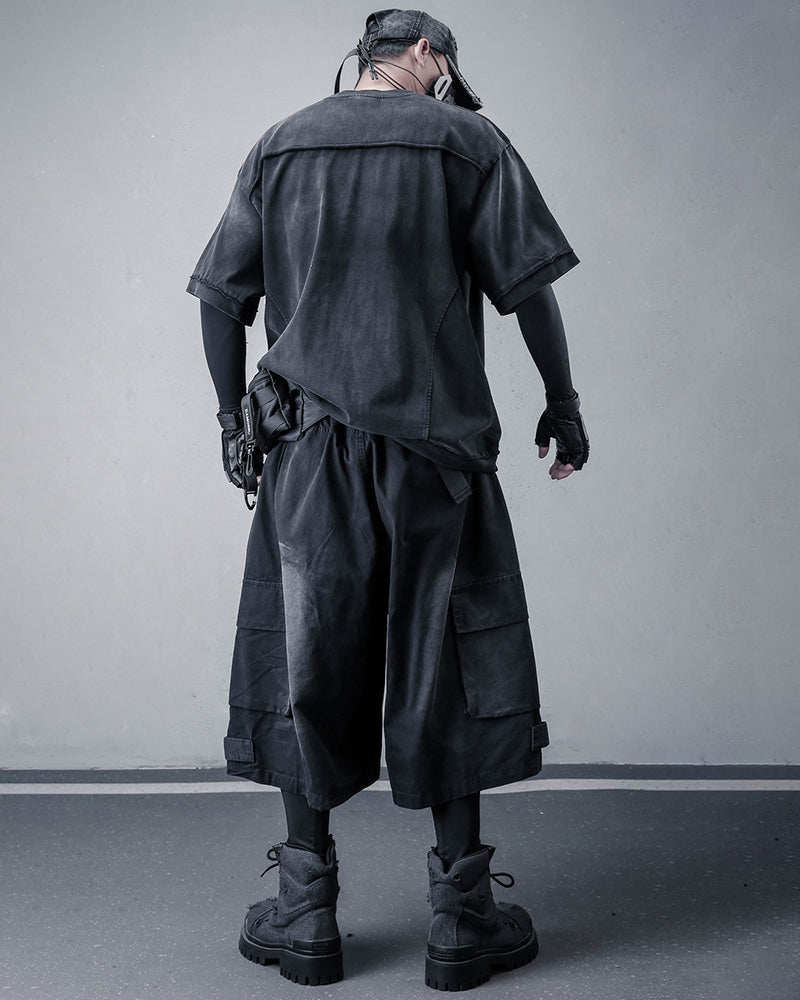 Techwear Distressed Urban Cotton T-Shirt