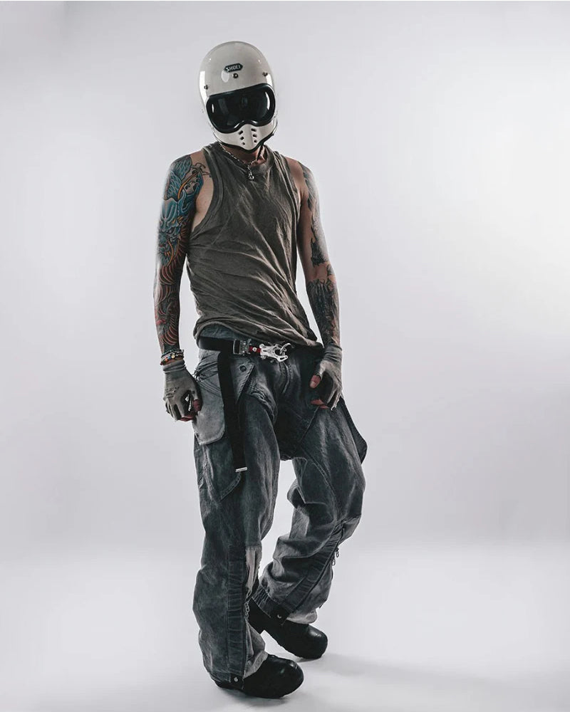 Post-Apocalyptic Wear Multi-Pocket Zipper Cargo Pants