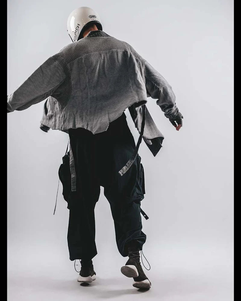 Color-Block Loose Cotton Kimono Jacket