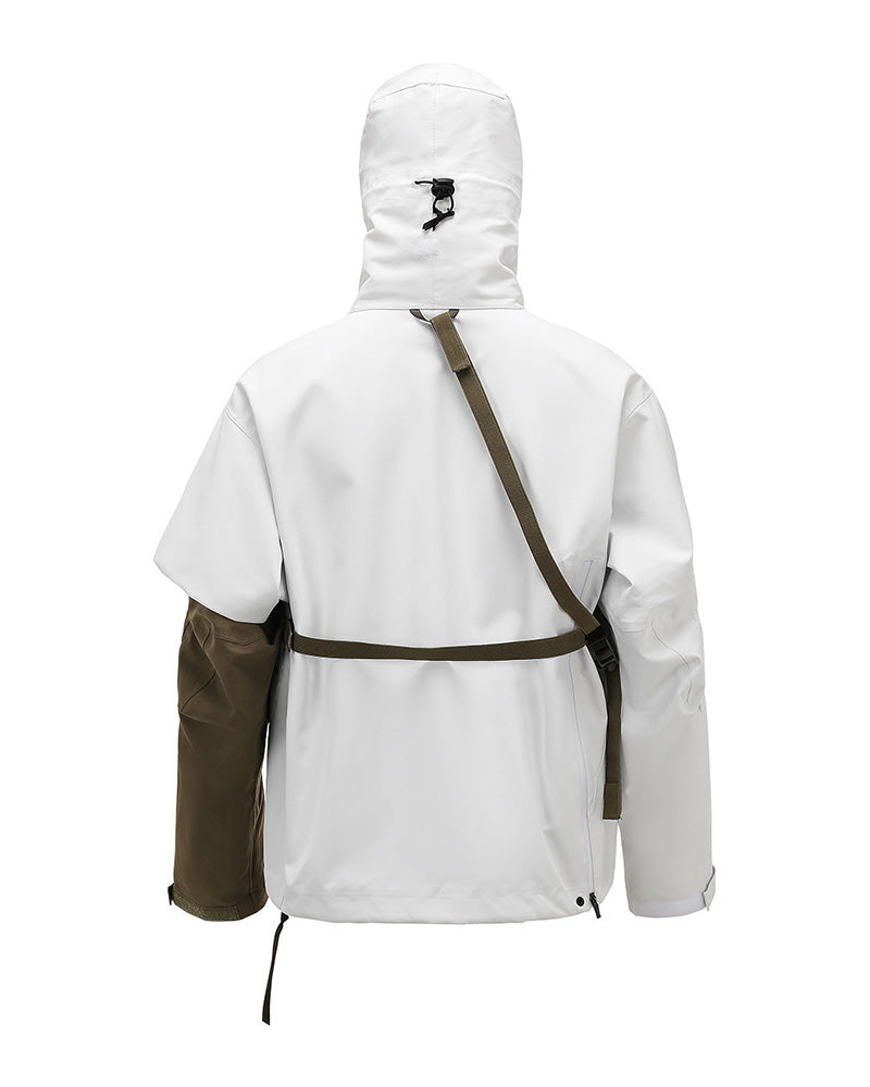 Water-Repellent Stand-Collar Hooded Hard-Shell Jacket