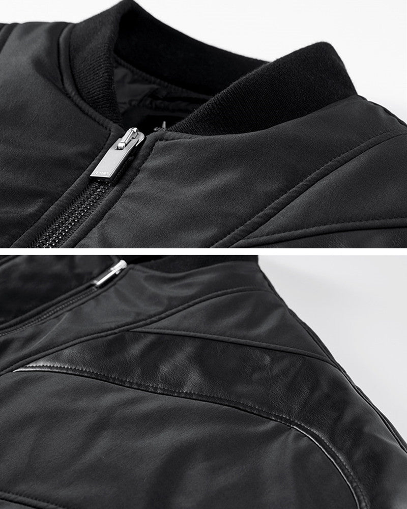 Techwear PU Patchwork Warm Bomber Jacket