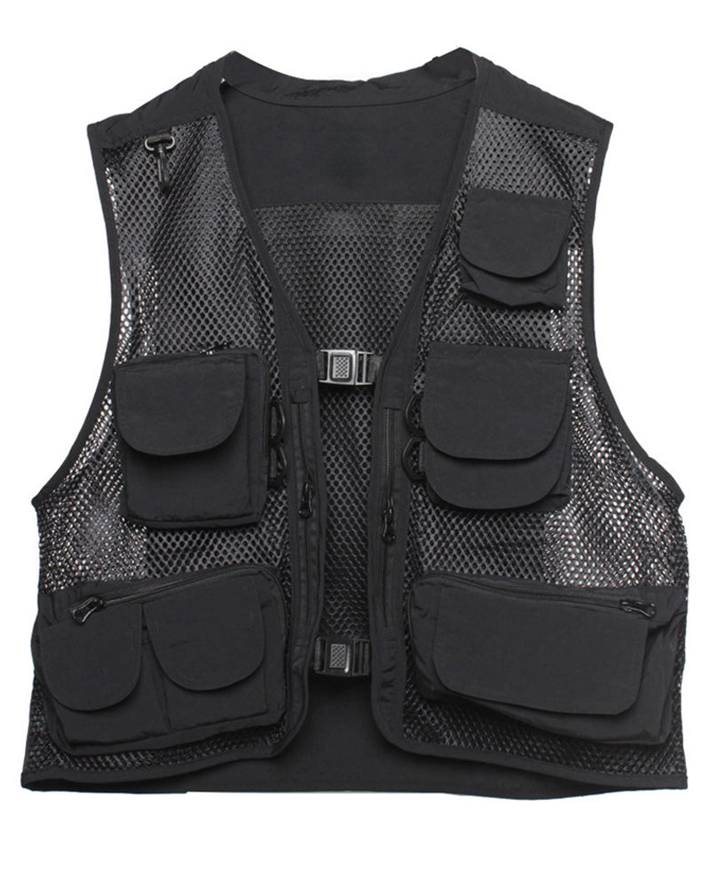Techwear Multi-Pocket Fishnet Cargo Vest