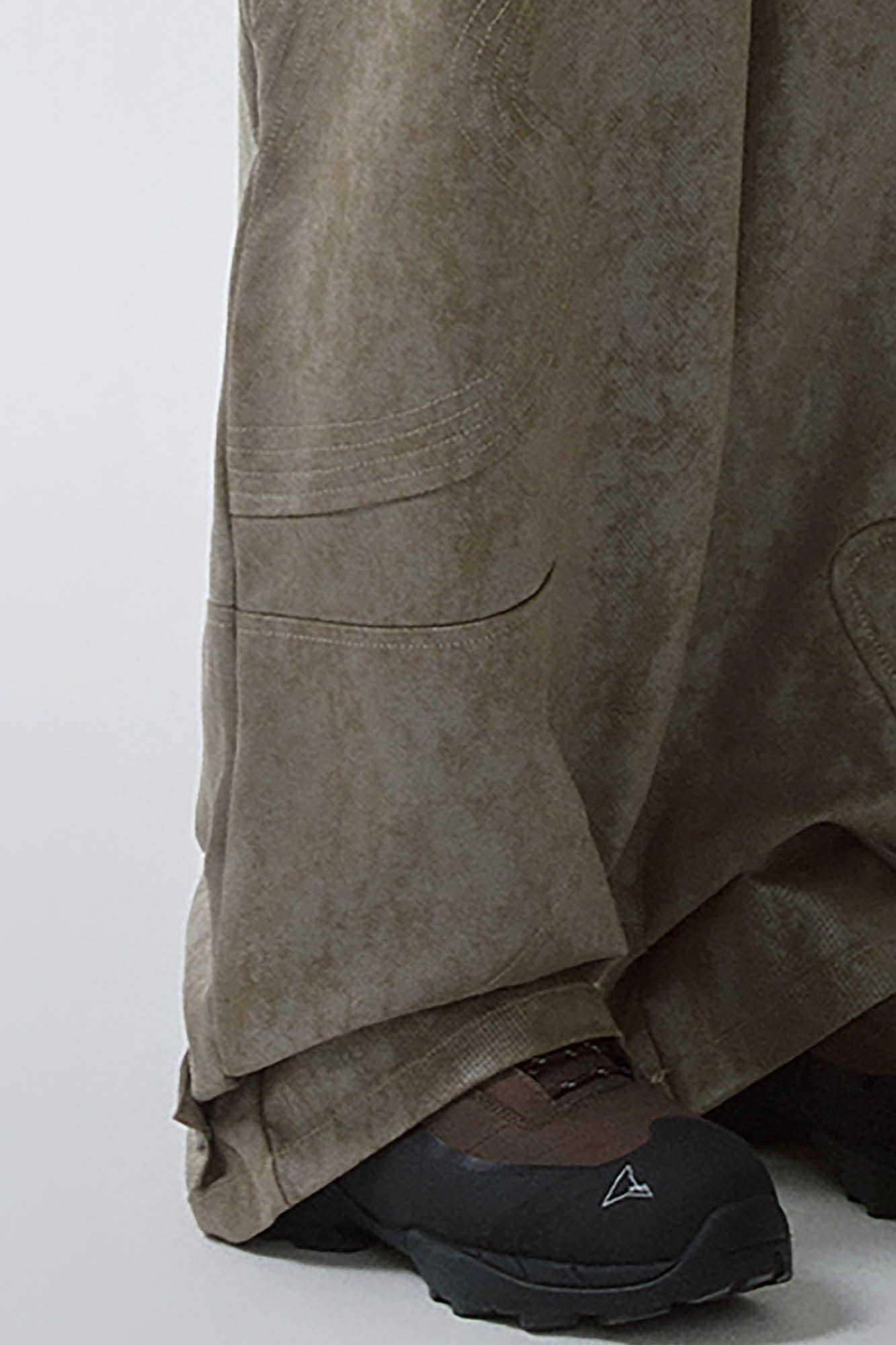 Distressed Paneled Waxed Pants