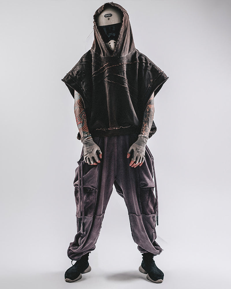Waffle-Knit Spliced Wasteland Jogger Pants