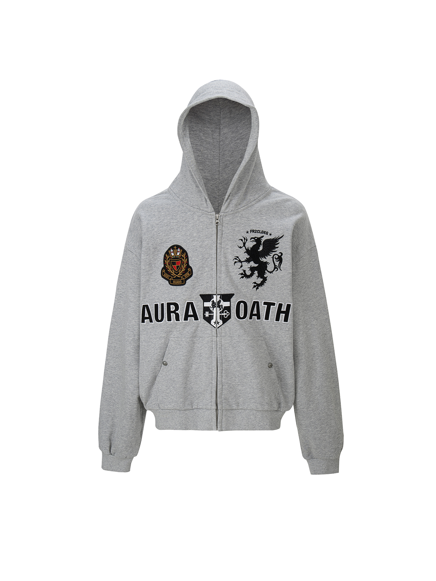 Crest Emblem Patch Zip-Up Hoodie