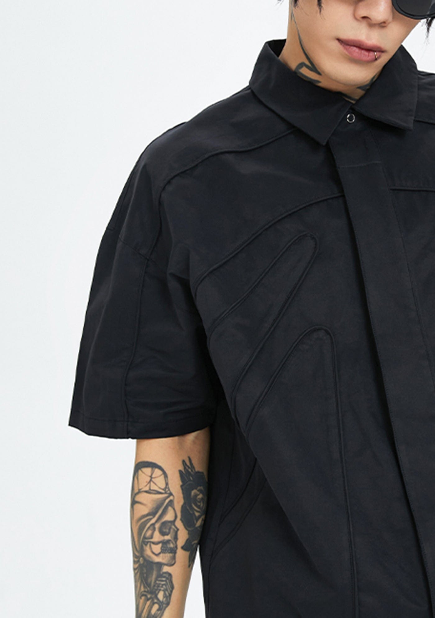 Spliced Metal Logo Half Shirt